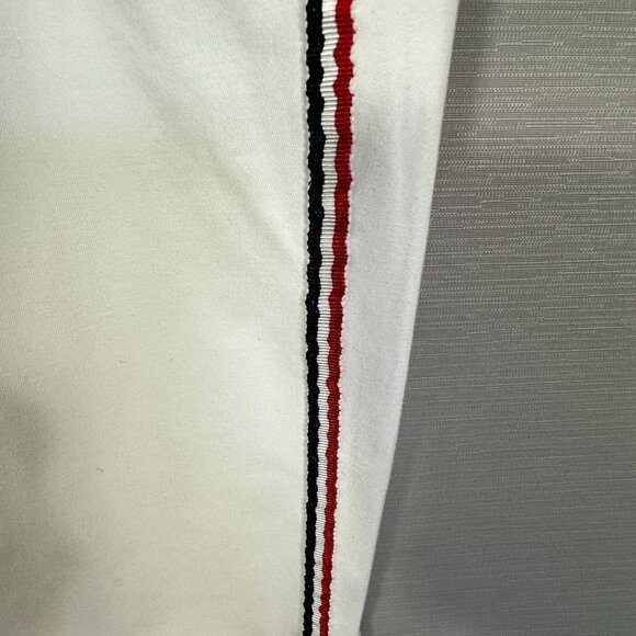 Talbots Pants Womens 14 Relaxed Chino Crop White Cotton Stretch Side Stripe Zip - Picture 5 of 6